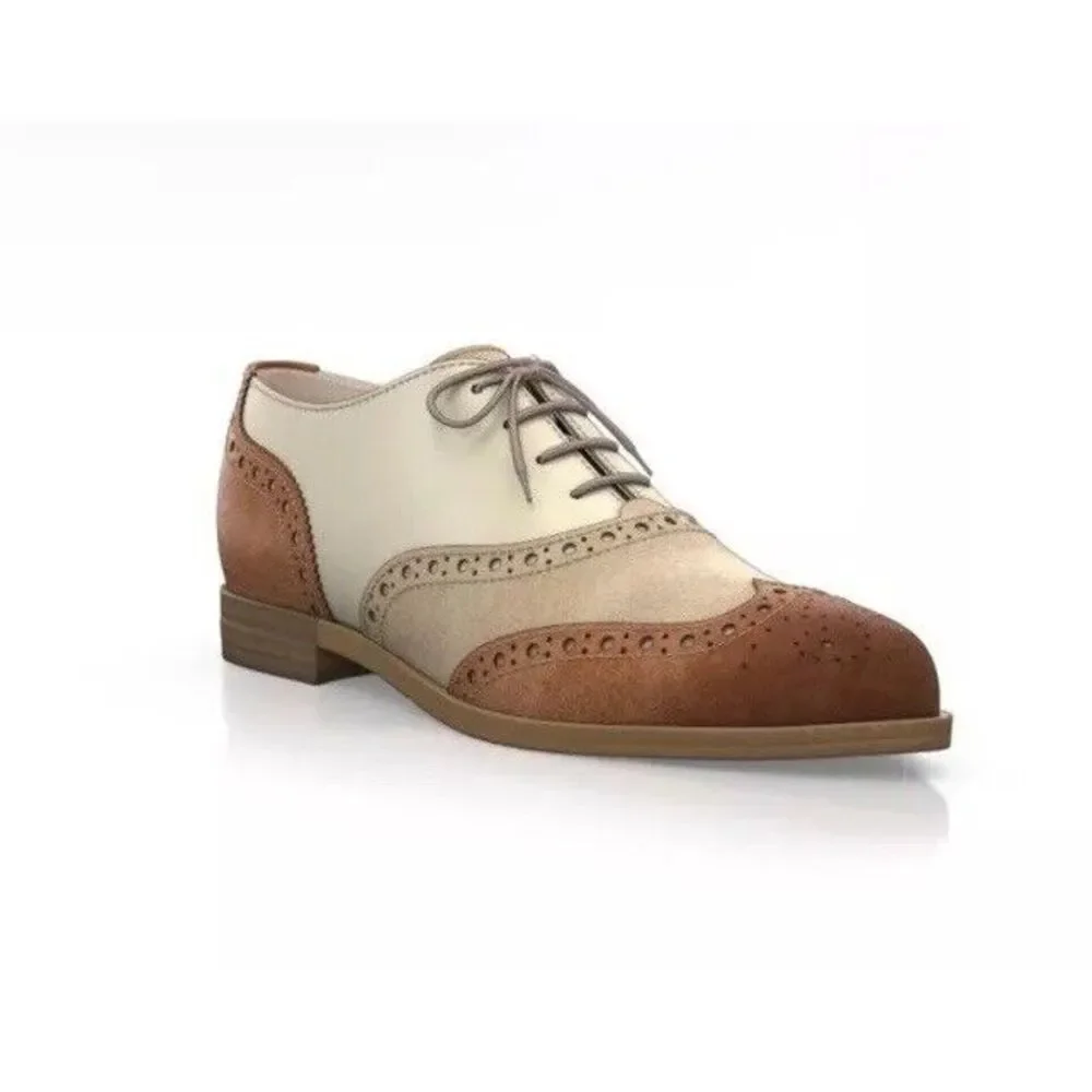 Girotti Custom Leather Oxford Wingtips Shoes Mens EU39‎ Suede Caramel NWOT $339